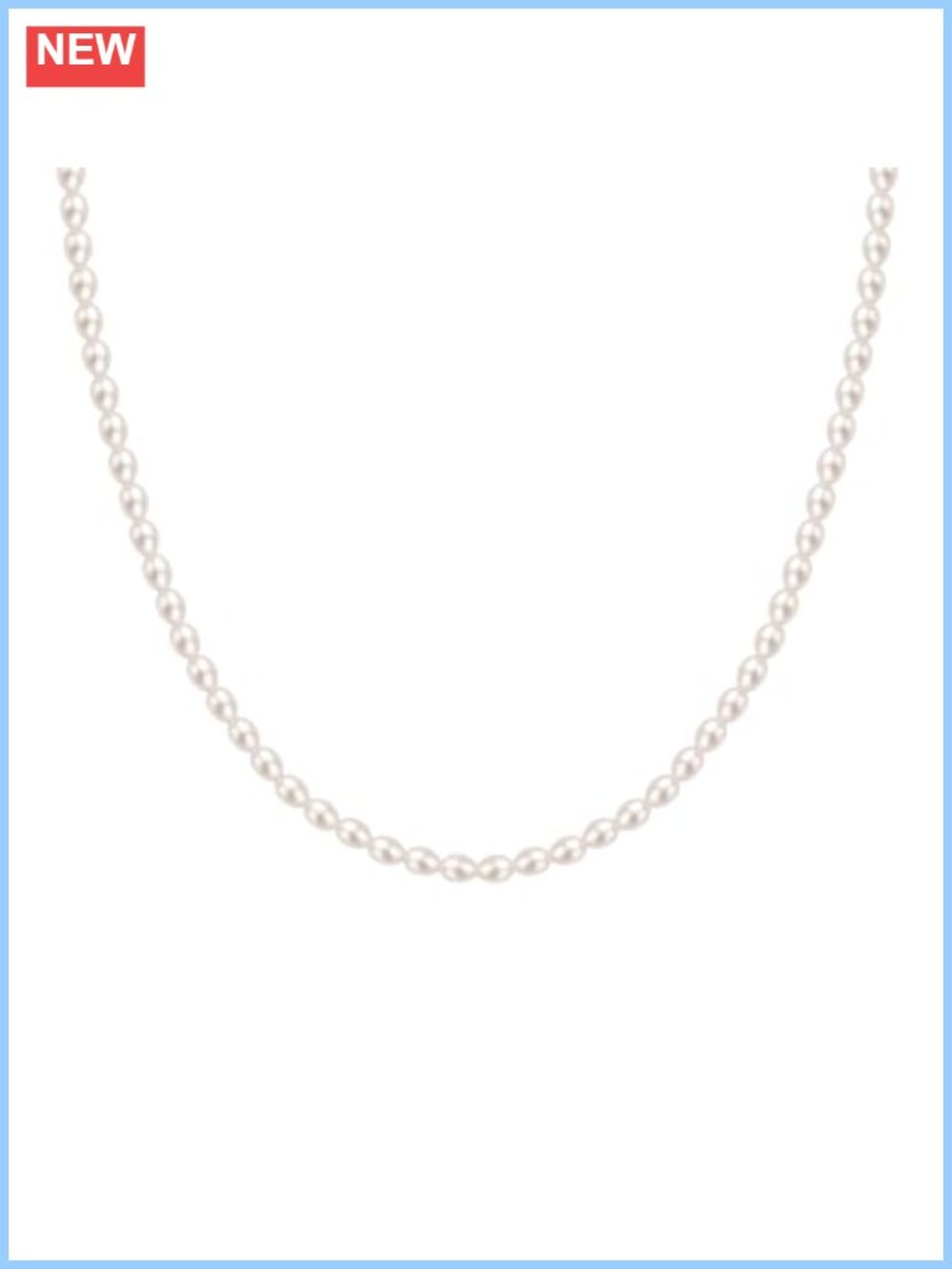 Dainty Rice Pearl Choker Necklace 14K Gold Plated Lobster Clasp 16"